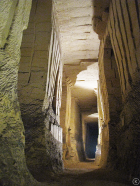 Early quarry works in underground marlstone mines at Mount St Peter.